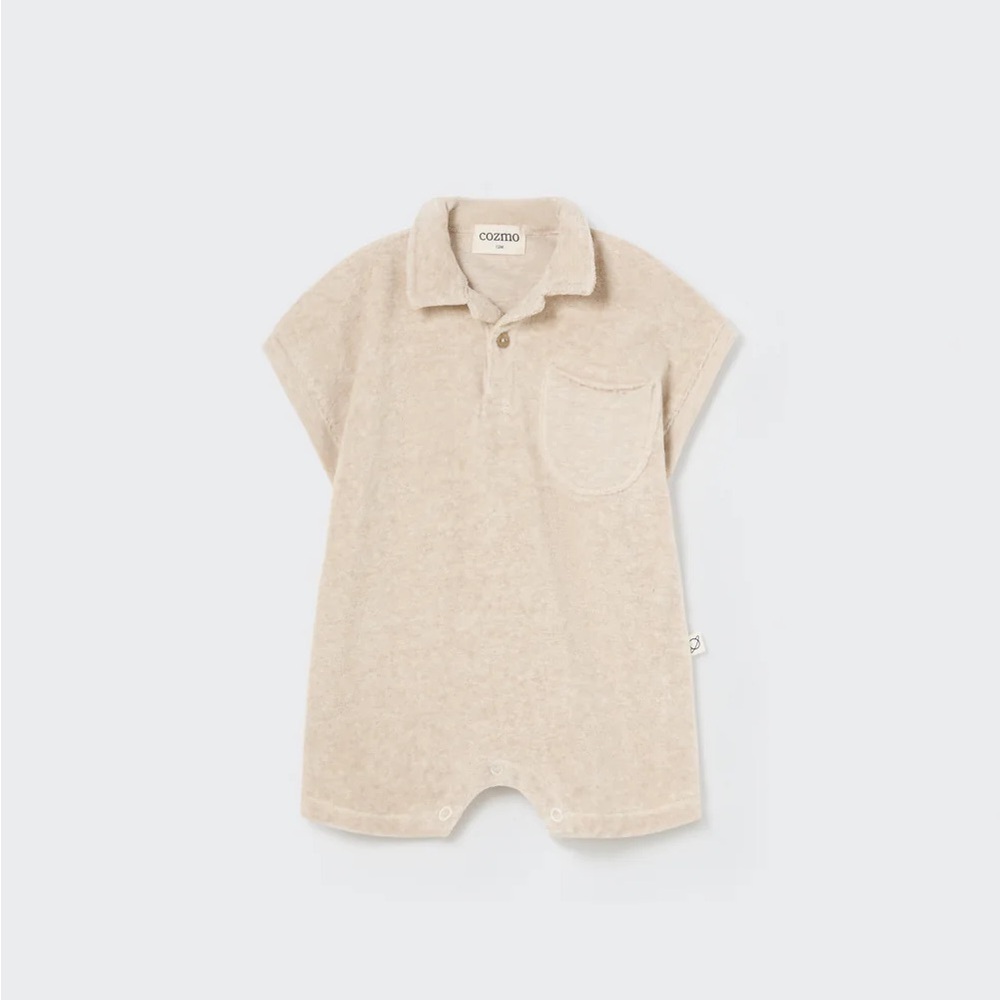 Beige Baby Romper with Pocket